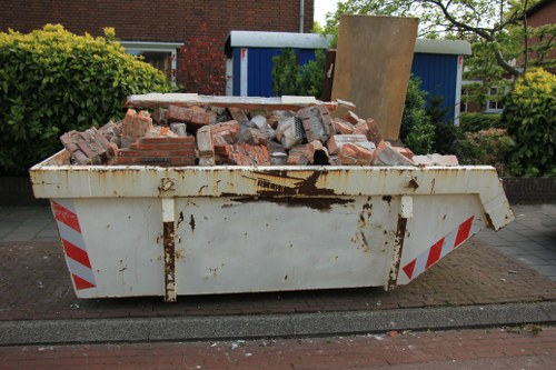 Enclosed and lockable skip on a construction site in Cranford